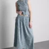 Gathered check midi skirt