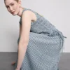 Gathered check midi skirt