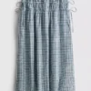 Gathered check midi skirt