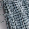 Gathered check midi skirt