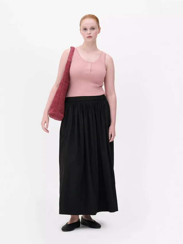 Gathered waist maxi skirt