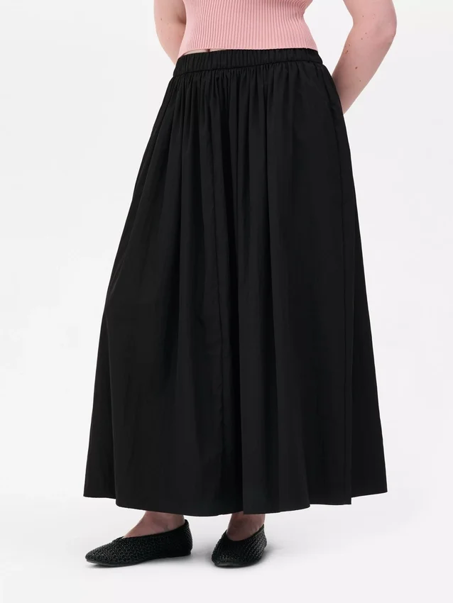 Gathered waist maxi skirt