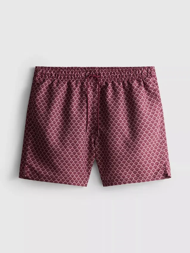 Geometric drawstring swim trunks