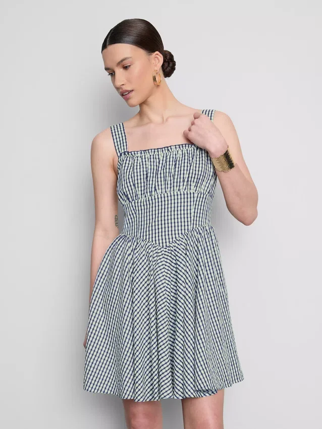 Gingham corset mini dress