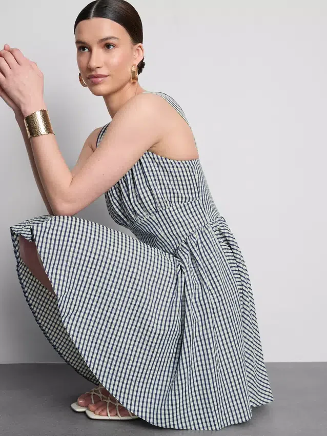 Gingham corset mini dress