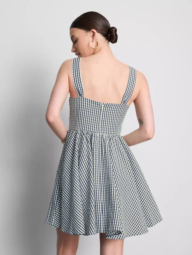 Gingham corset mini dress