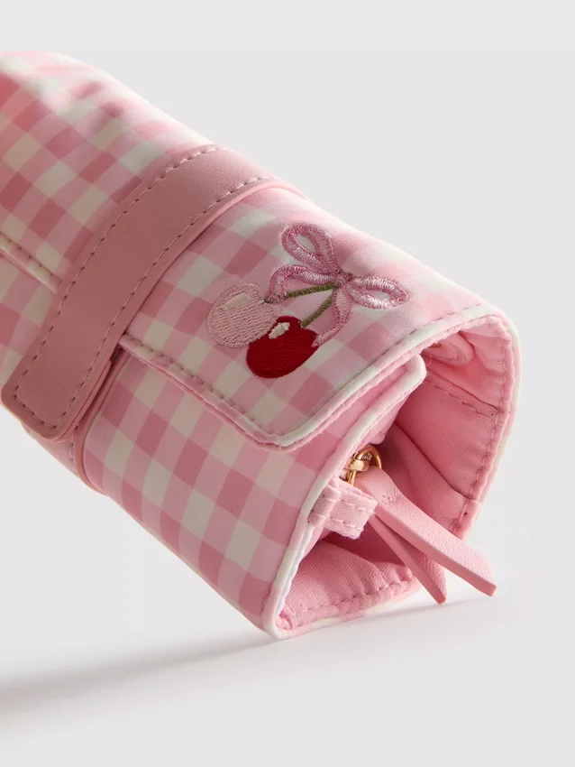 Gingham jewelry pouch