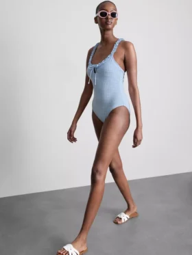 Gingham ruffle swimsuit