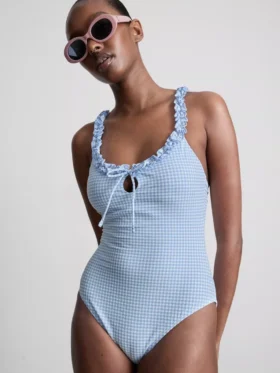 Gingham ruffle swimsuit
