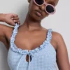 Gingham ruffle swimsuit