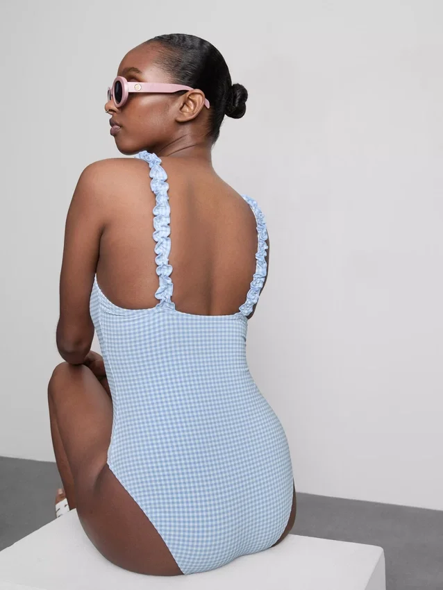 Gingham ruffle swimsuit