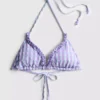 Gingham ruffle triangle bikini top