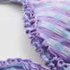 Gingham ruffle triangle bikini top