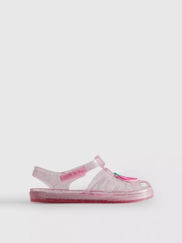 Glitter caged jelly sandals