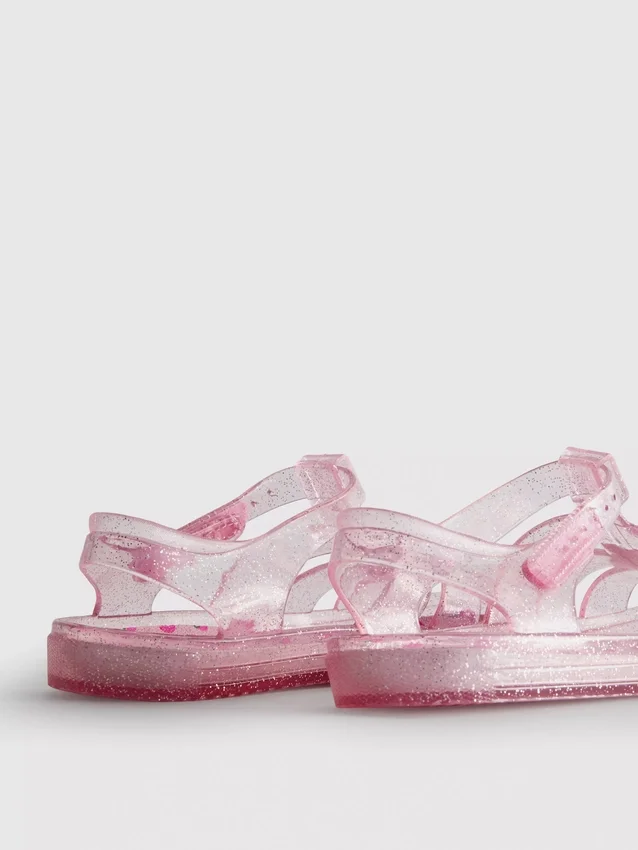Glitter caged jelly sandals