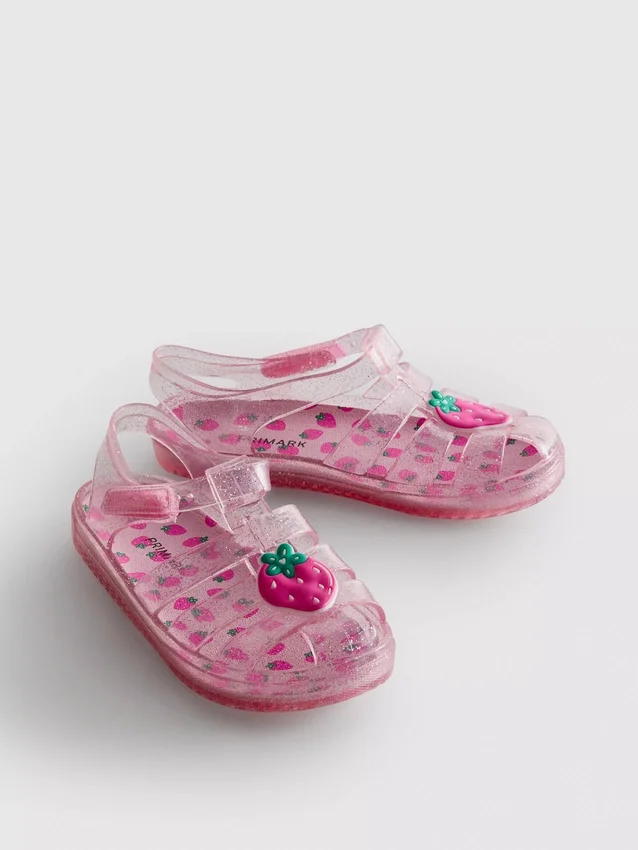 Glitter caged jelly sandals