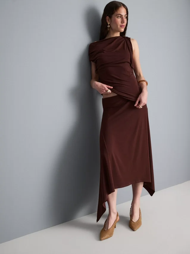 Hanky hem midi skirt