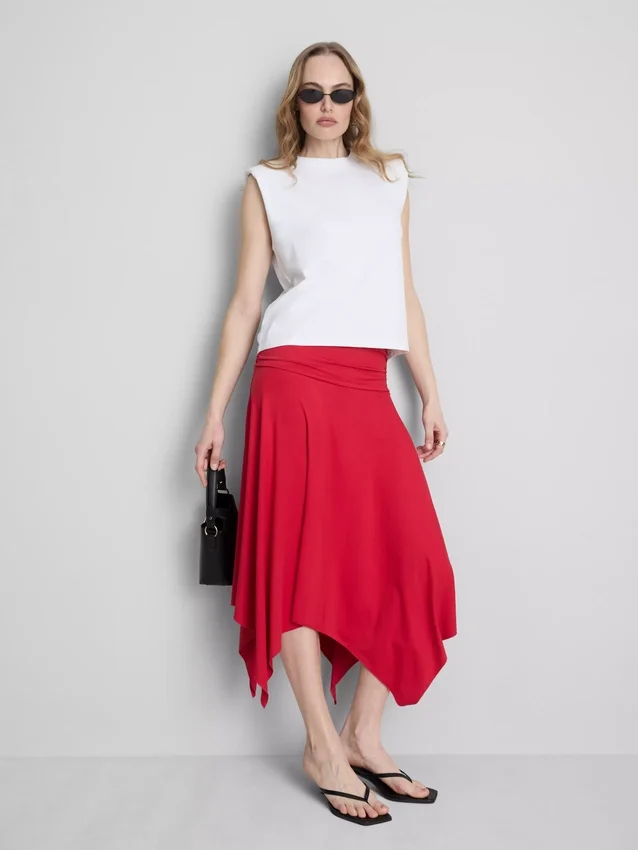 Hanky hem midi skirt