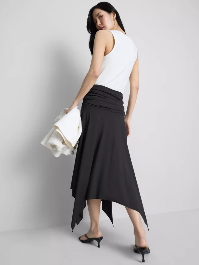 Hanky hem midi skirt