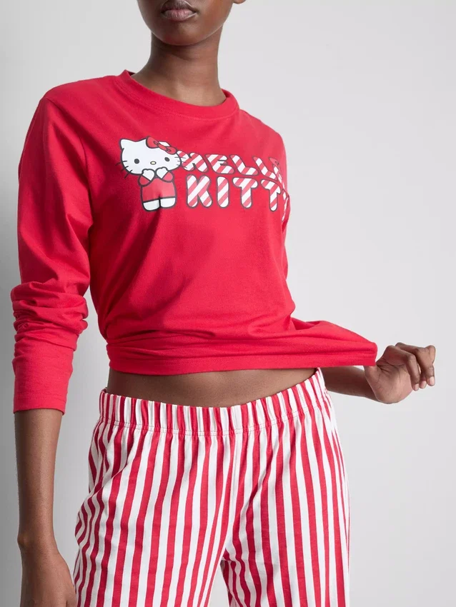 Hello kitty striped pajama set