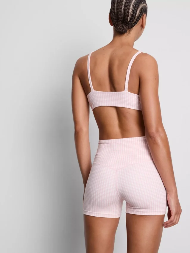 High waisted gingham active shorts