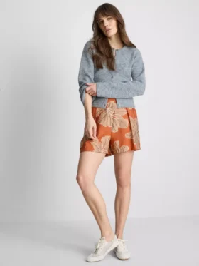 High-waisted printed shorts