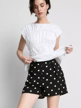 High-waisted printed shorts