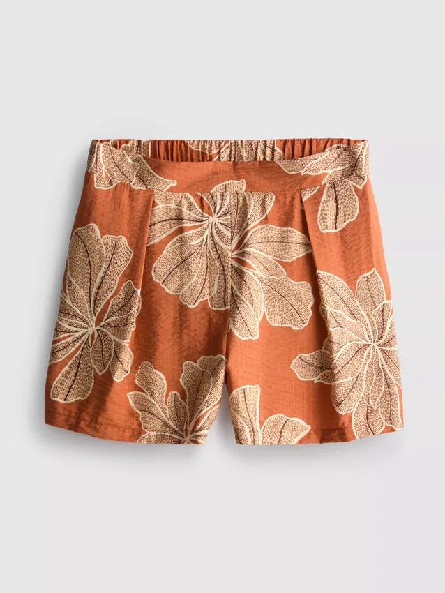 High-waisted printed shorts