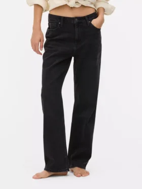 High-waisted straight-leg jeans