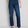High-waisted straight-leg jeans