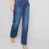 High-waisted straight-leg jeans