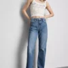 High-waisted straight-leg jeans