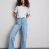 High-waisted straight-leg jeans