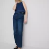 High-waisted straight-leg jeans