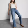 High-waisted straight-leg jeans