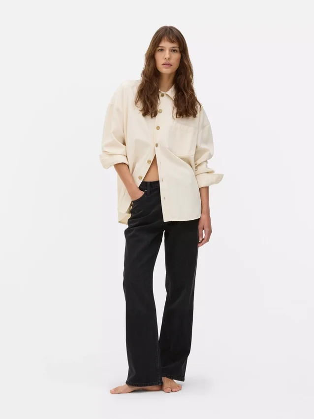 High-waisted straight-leg jeans