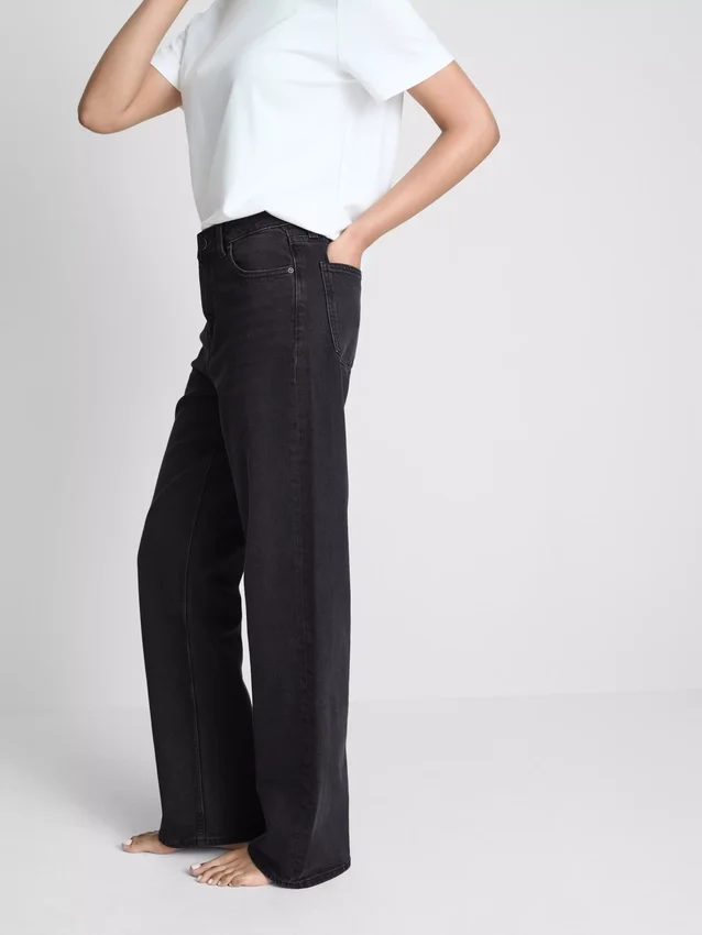 High-waisted straight-leg jeans