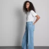 High-waisted straight-leg jeans
