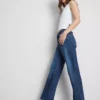 High-waisted straight-leg jeans