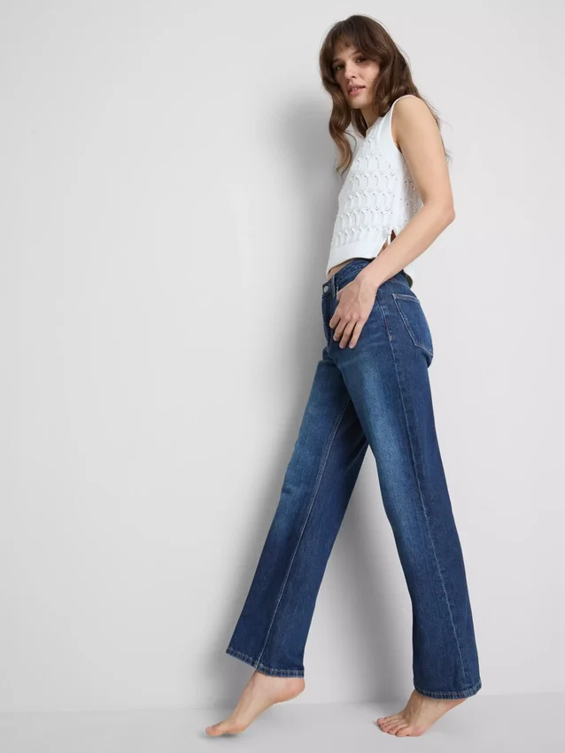 High-waisted straight-leg jeans
