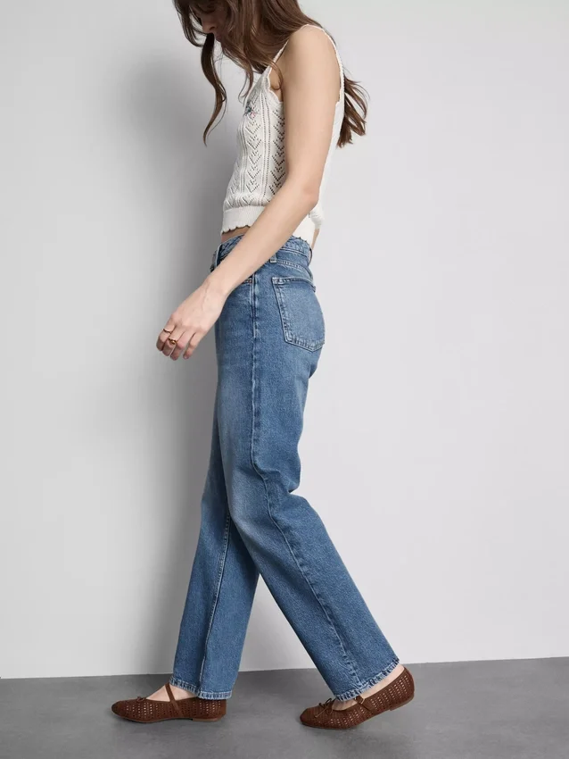 High-waisted straight-leg jeans
