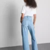 High-waisted straight-leg jeans