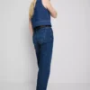 High-waisted straight-leg jeans