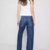 High-waisted straight-leg jeans