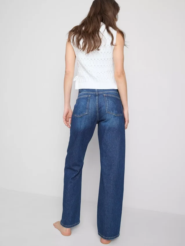 High-waisted straight-leg jeans