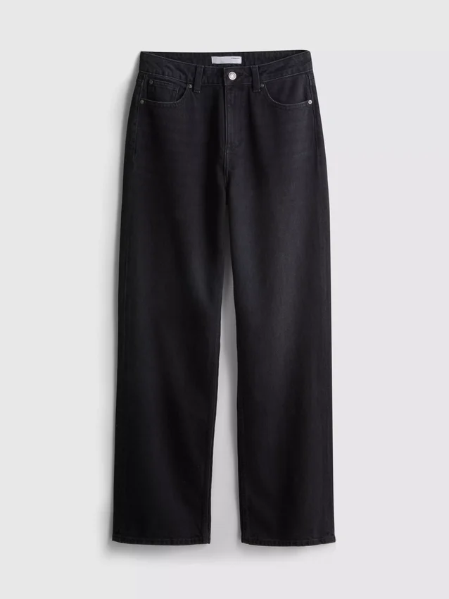 High-waisted straight-leg jeans