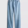 High-waisted straight-leg jeans