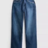 High-waisted straight-leg jeans