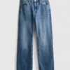 High-waisted straight-leg jeans