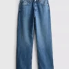 High-waisted straight-leg jeans